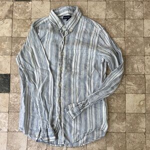 J. Crew Factory Blue and White Striped Casual Shirt